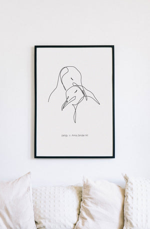 Pinguin Fineline Kunstdruck verfügbar in A4 und A3